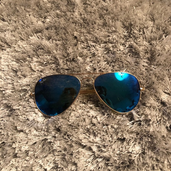 RayBan Aviator Blue Lenses Sunglasses - Picture 2 of 6